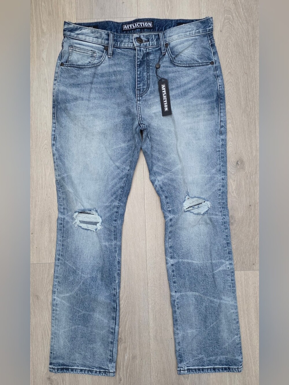 Affliction Ace Cesar Distressed Y2K Jeans 110SS255 Mens Size 34X32 NWT MSRP $120